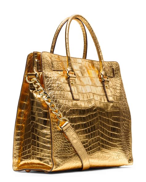 gold michael kors purse ebay|Michael Kors large gold tote.